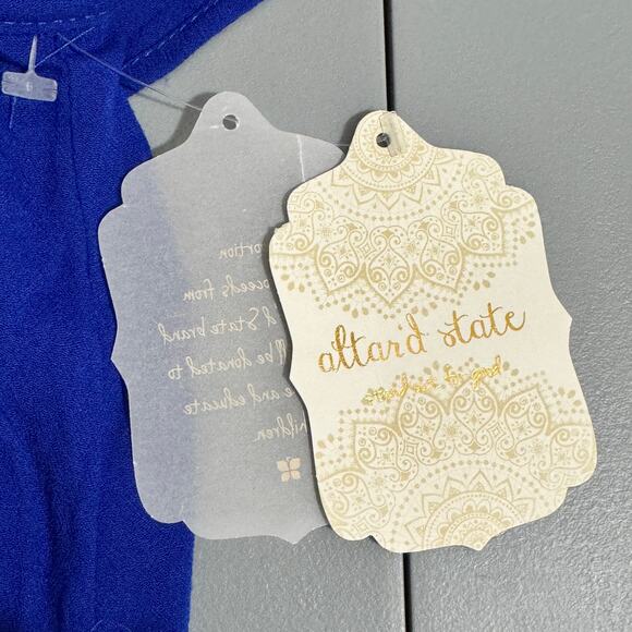 Altar'd State Womens Top Size Large Blue Coquette Beachy Coastal Travel Ruffled - Picture 7 of 12